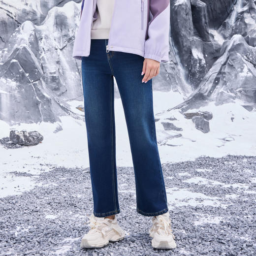 半身缘女裤 冬季棉直筒长裤宽松保暖牛仔裤254102U10120102 商品图1