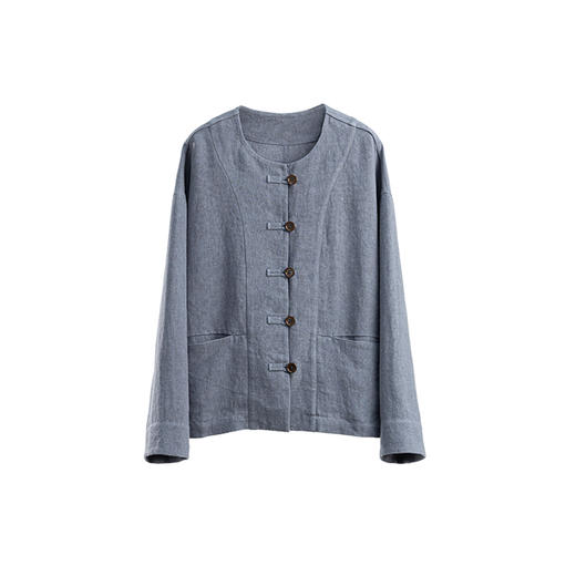 绽放775朵/落肩帅气短外套·纯亚麻新中式外套女2025新款百搭上衣 商品图4