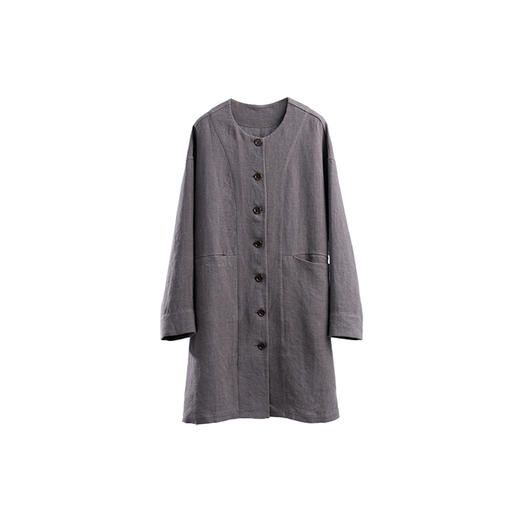 绽放774朵/落肩帅气长外套·纯亚麻帅气设计感文艺落肩风衣中长款 商品图4