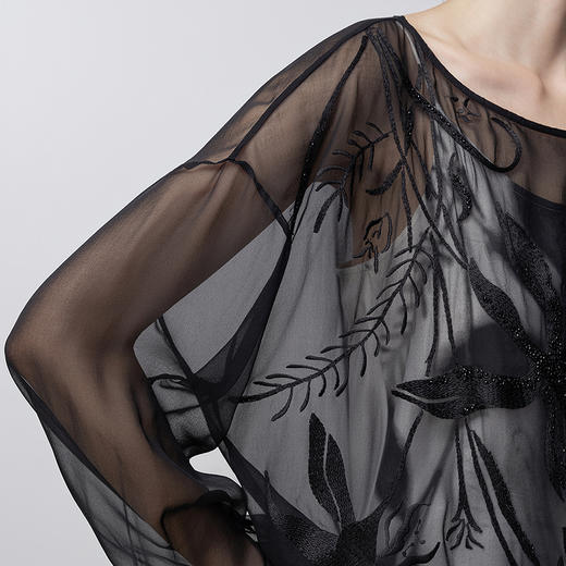 【林栖设计小店】【手工钉珠】笔墨花事生活在左真丝衫两件套绣花2026早春新款花仙子上衣女1961077 商品图4