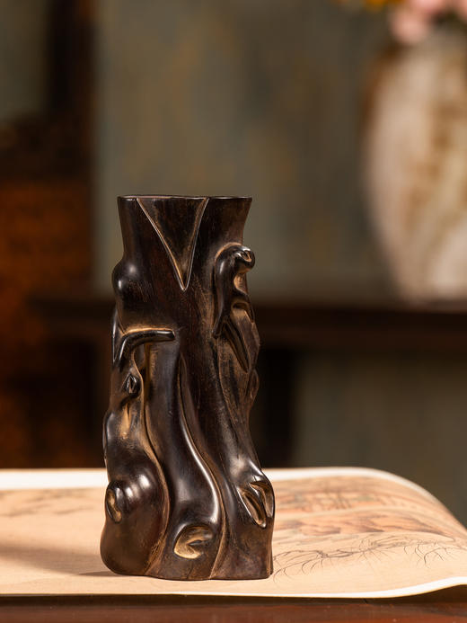 清	紫檀木雕树形花插 商品图3