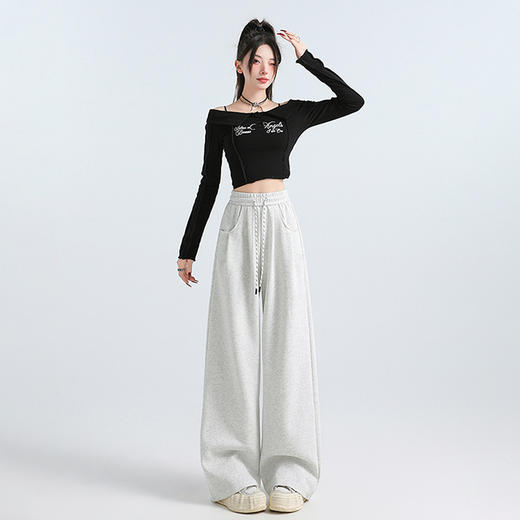 【限时秒杀】西遇慵懒风休闲卫裤女冬季新款阔腿宽松直筒垂感运动裤子SS051869 商品图1