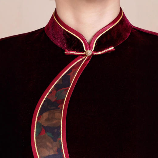 高端改良旗袍丝绒大码喜妈妈婚宴礼服DNO4H7873-1 商品图3