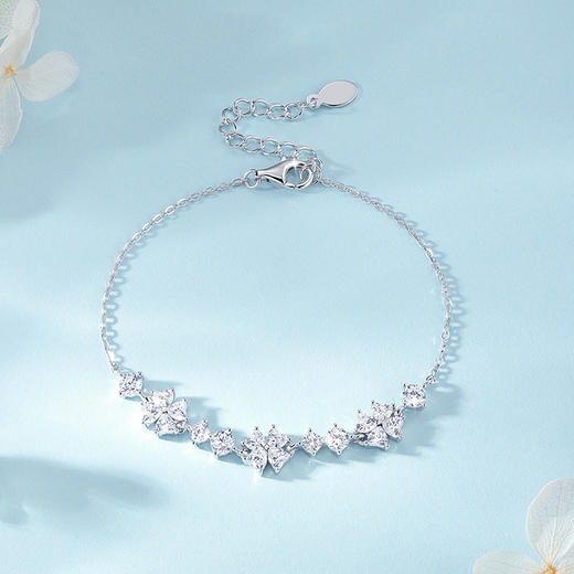 卡蒂罗KADER 爱心四叶草手链  925银甜美爱心闪锆拼接幸运四叶草好运相伴可调节拼接链 经典百搭精致优雅 商品图3