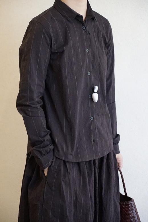 Bergfabel棕条纹修身款衬衣 商品图1