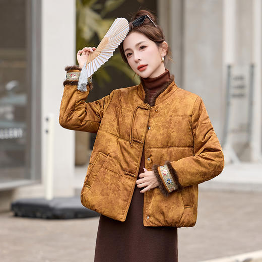 新中式国风红色短棉服，显瘦时尚刺绣年轻妈妈加厚棉袄HR-SHIY2650 商品图2