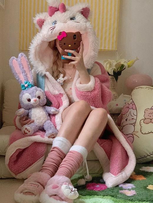 【YW】无忧购可爱卡通睡袍女秋冬季珊瑚绒加厚加绒睡衣睡裙家居服浴袍（截单后3-5天发货) 商品图6