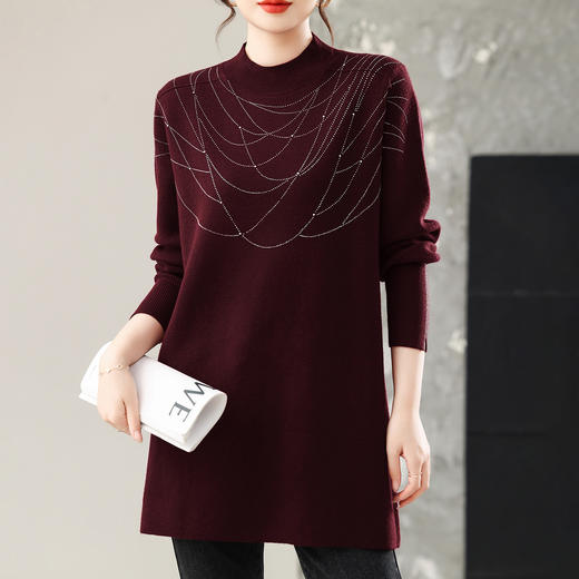 大码毛衣女秋冬中长款气质显瘦遮肚CC25358 商品图2