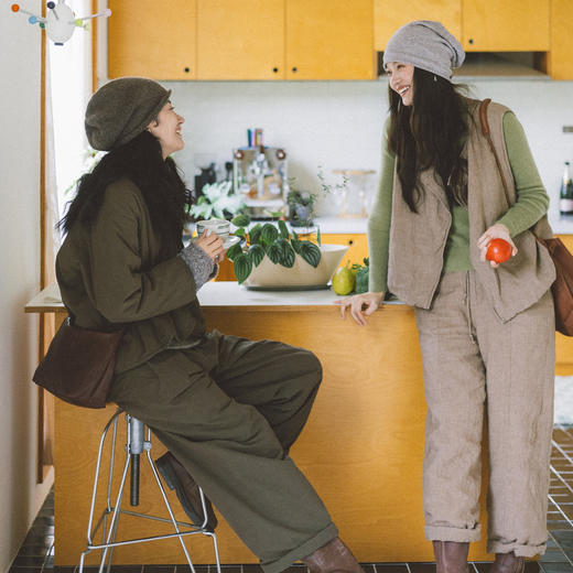 绽放865-866朵/腔调马甲套装·亚麻宽松斜襟棉服马甲直筒显瘦棉裤 商品图3