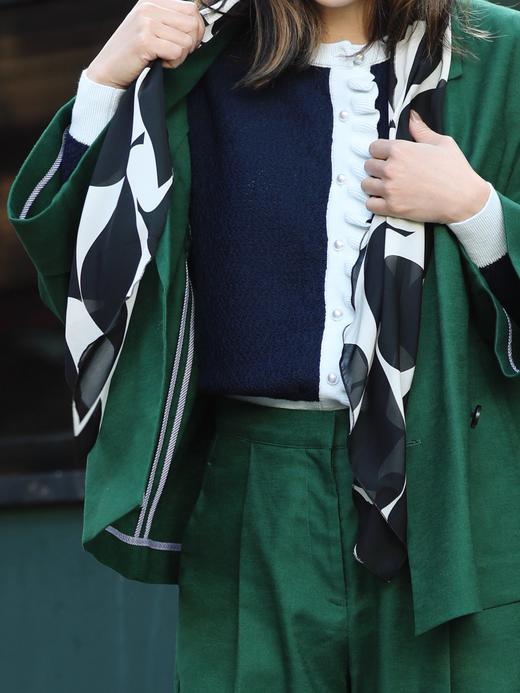 TYNVIE 纯亚麻茧夹克（配有花纹丝巾） - 森林绿 商品图8