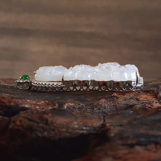 【天然正品】A货翡翠AU750收藏级白金镶钻镶天然细腻冰种白色度母翡翠吊坠项链链长：45CM（长度可调节）女士010725AH38 商品图6