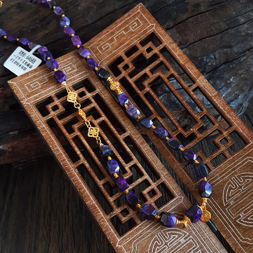 【天然正品】舒俱来AU750黄金配天然皇家帝王紫柱型舒俱来项链4.5-6.0MM（皆取最大值）链长：45CM女士151125JJ03 商品图5