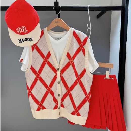 malbon小精灵春秋款情侣针织毛衣背心 经典V领 帅气复古显瘦百搭 商品图3