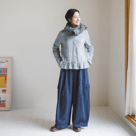 绽放795朵/木耳衬衫·纯亚麻木耳花边长袖衬衫女宽松百搭小衫新款 商品图2