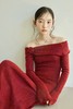 SIA SAYLOR 红色玫瑰花一字肩修身连衣裙 21807 商品缩略图1