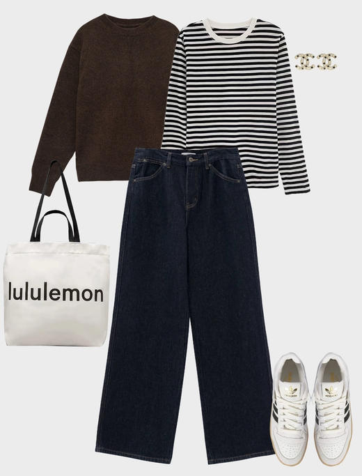 加绒单宁阔腿裤 商品图4