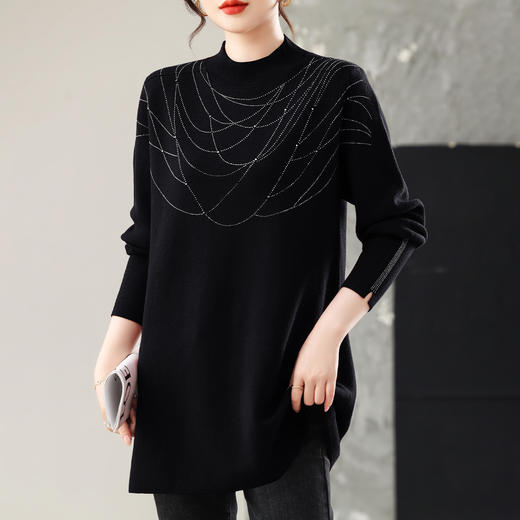 大码毛衣女秋冬中长款气质显瘦遮肚CC25358 商品图3