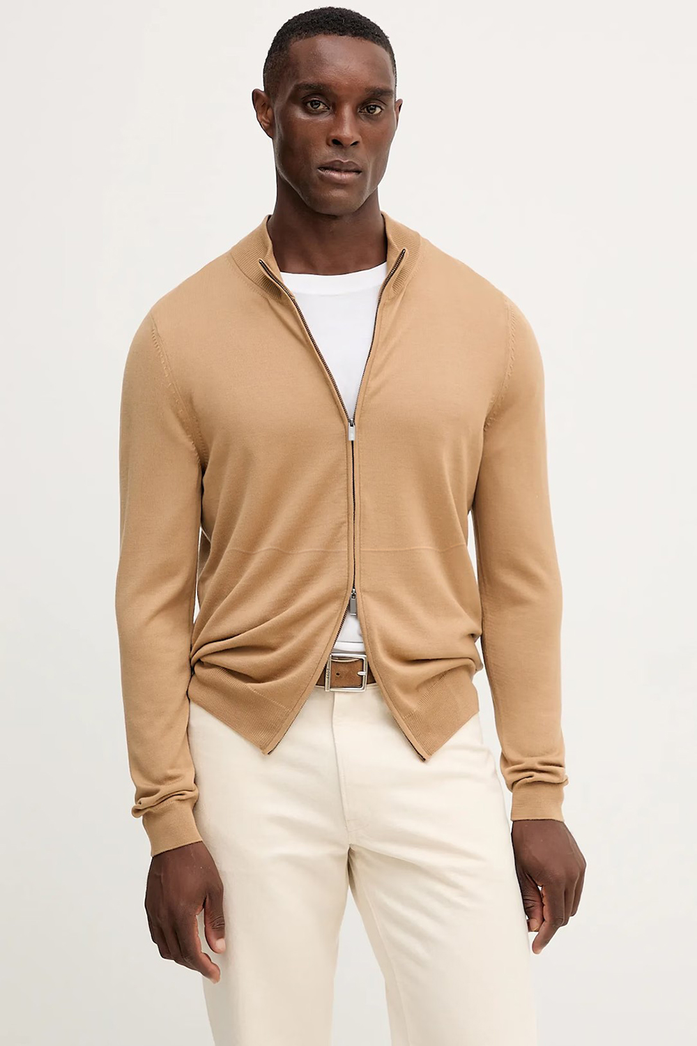 LP2025男士新款羊毛蚕丝拉链针织夹克衫