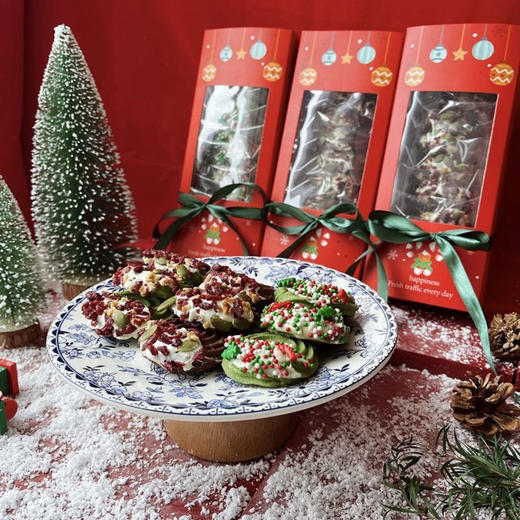 圣诞限定！好玩又好吃的小饼干！圣诞花环曲奇饼干 酥脆喷香110g/盒（10个） 商品图10