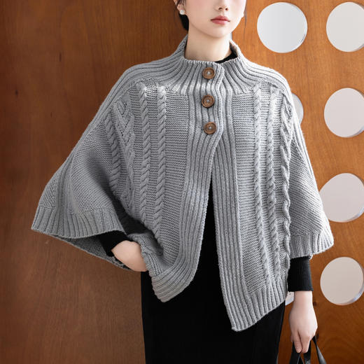 苏苏姐家织缘斗篷手工diy棒针编织羊毛线披肩上衣毛线团材料包 商品图3