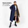 马登蓝色单排扣翻领中长款收腰加厚保暖毛呢呢子大衣外套女士秋冬 商品缩略图3