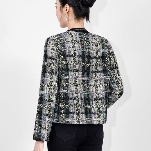 「高货wl」全新升级【铂金会员358/天猫479/差价121】(01810)洛诗琳法式小香风外套2025秋冬新款格子山茶花胸针短外套 商品图1