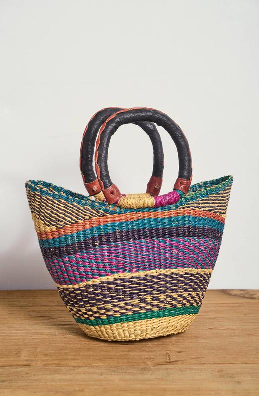 伽罗 JALO 非洲进口加纳手工编织草编U型篮子 商品图4