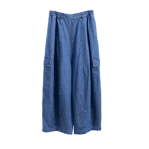 绽放798朵/牛仔很忙·立体裁剪半腰松紧气球感牛仔裤复古显瘦长裤 商品图4