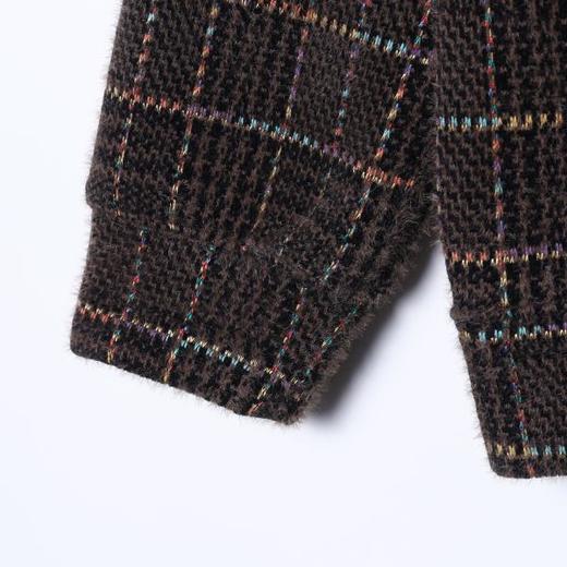 WY1405SDSA男士秋冬新款痞帅男装复古彩色格纹绒毛连帽卫衣设计感百搭潮 商品图4