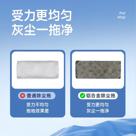 【平板拖把】美丽雅一次性干湿纸巾拖布铝合金平板拖把静电除尘免手洗拖把套装 拖把*1、干巾*2、湿巾*2 商品图6