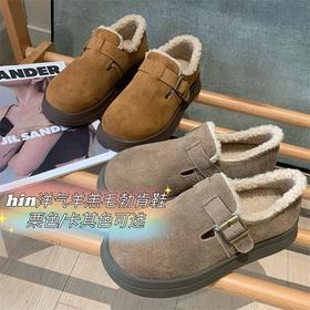 爆好穿！2025加绒保暖羊羔毛勃肯鞋女百搭休闲圆头毛毛鞋冬季新款！