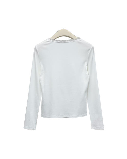 女款修身丝绵蕾丝边长袖打底衫ba008 商品图1