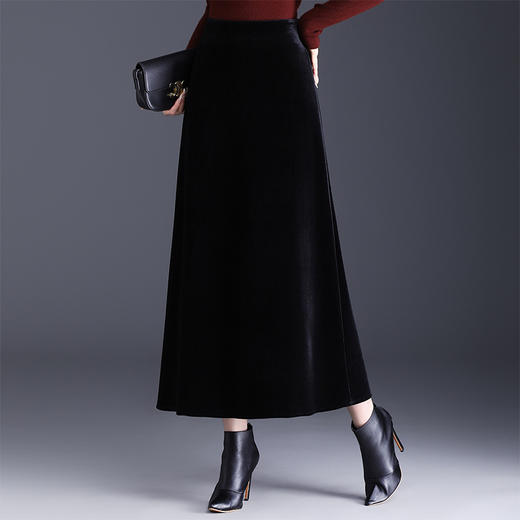 金丝绒加绒长款半身裙，大摆伞裙休闲时尚A字裙MYX-KYL-090-L 商品图1