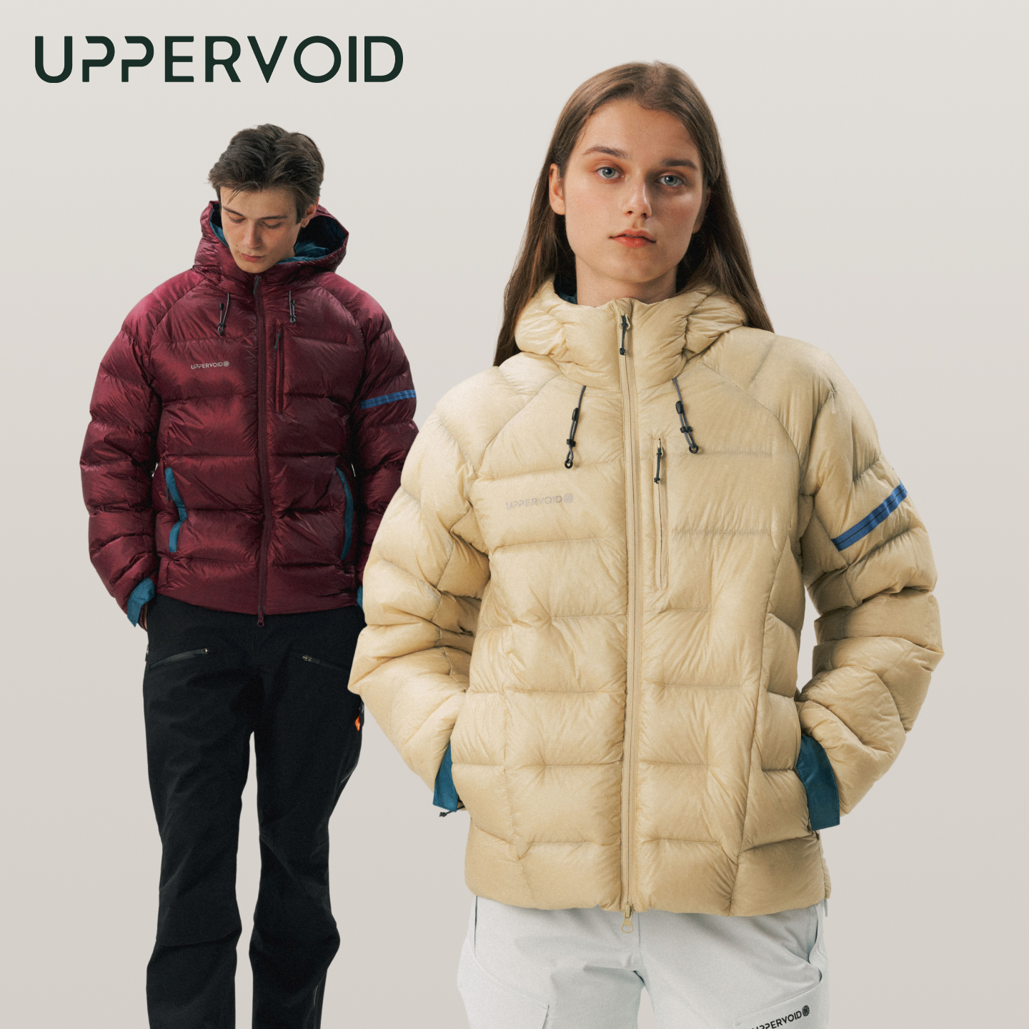 连帽羽绒服保暖排骨外套鹅绒吐司服男女冬新款UPPERVOID二普纬度