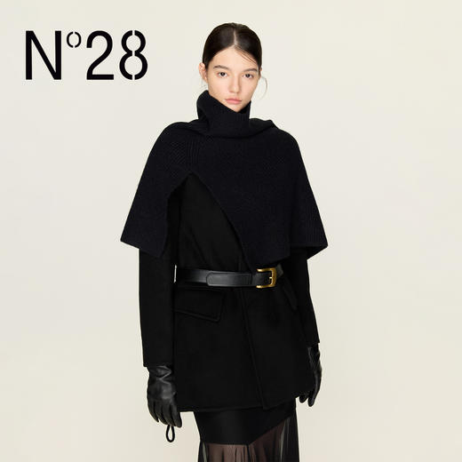 N°28 冬季无领羊毛毛呢中长款外套女士8855A1D635  商品图2