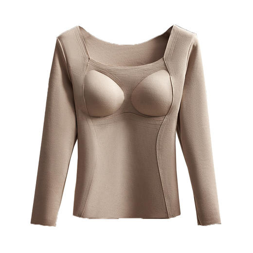 羊毛蚕丝发热保暖内衣，加绒加厚带胸垫一体上衣 商品图4