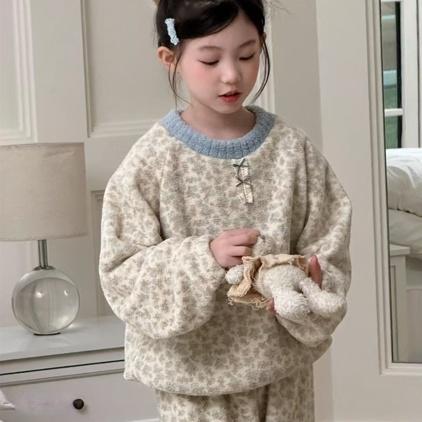 【西蒙日记儿童花边雪呢绒家居服DLXNLJJF】✅暖绒绒暴击！挖到宝必须按头安利！ ✅雪呢绒触感像云朵，锁温不闷汗-XMRJ 商品图7