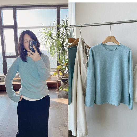 【体验羊绒】噢蜜ooomeooo冰雪蓝羊绒衫 商品图0