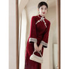 秋冬加绒红色旗袍敬酒服，新中式婚服订婚礼服LSB3329 商品缩略图0