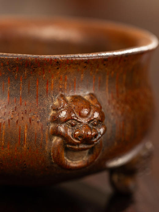 清	竹雕兽耳三足香炉 商品图2