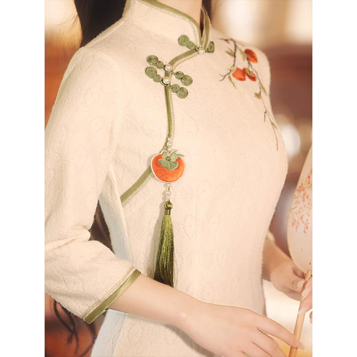 杮杮如意刺绣花厚蕾丝改良旗袍送压襟冬LSB2292 商品图2