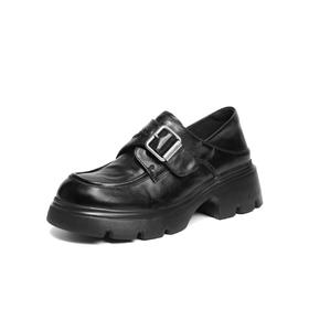 BF楼百丽复古厚底乐福JK鞋女2026新款真皮黑色小皮鞋深口单鞋F2M1DAM6