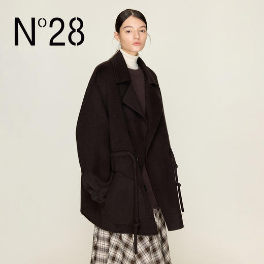 N°28 秋冬山羊绒毛呢外套绳收腰显瘦呢子大衣 8855A1D596  商品图2