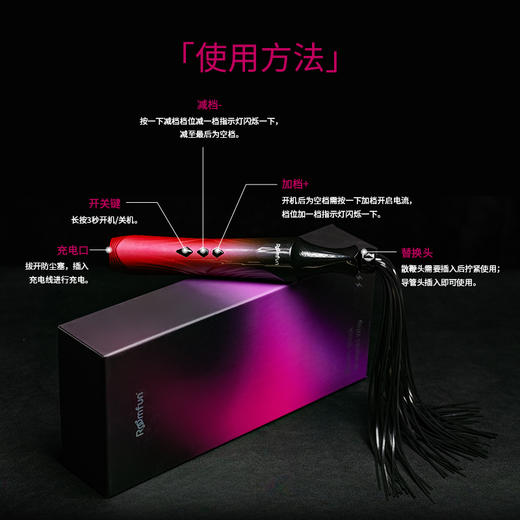 roomfun电击惩罚sm道具女皮鞭调教鞭子地狱级情趣用品大尺度玩具 商品图5