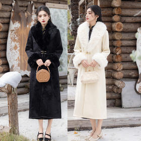 现代时尚改良新中式气质毛领旗袍外套2025冬季新款日常可穿大衣211111