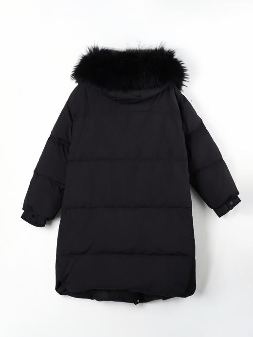 10天发货【中长款 貉子毛领 羽绒服】黑色&粉紫色，宽松的版型，包容性好，藏肉显瘦不臃肿，【毛领可拆卸、帽子不可拆卸】立领和连帽大毛领的设计护颈防风保暖，简约防风袖口。面料锦纶，填充白鸭绒，绒子50% 商品图10