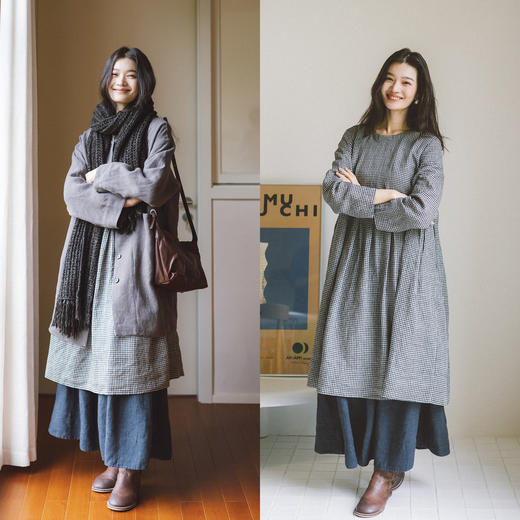 绽放791朵/超适配长半裙·色织亚麻碎褶半身长裙女文艺百搭半身裙 商品图3