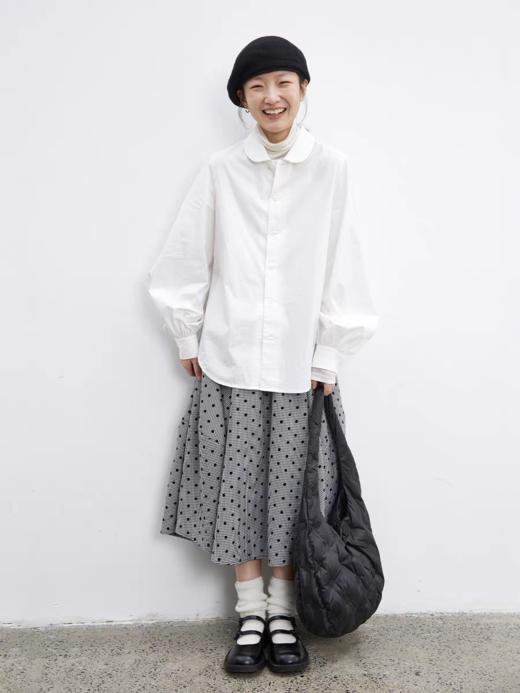 步履不停/5D11292C/翻领灯笼袖长袖衬衫 商品图0