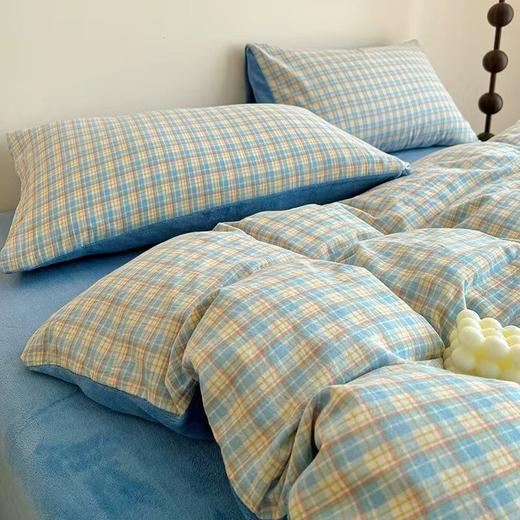 【安妮塔无印色织加绒全棉四件套】每年入冬火爆！永远不够卖的系列 一面全棉色织水洗棉，一面牛奶绒，冬天盖绒面，超级暖！春秋盖棉面，更贴身-BXG 商品图10