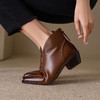 【预售5天】头层牛皮尖头粗跟短靴MLNS*F7102 商品缩略图1